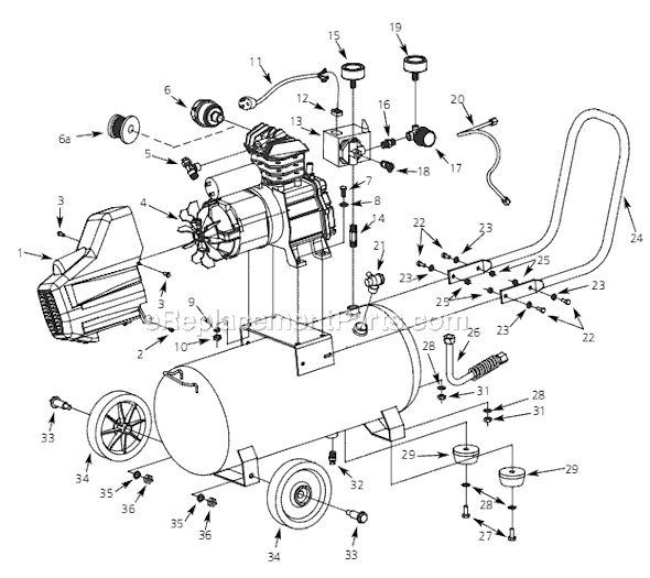 Page A Diagram and Parts List for HX4002 2006 Campbell Hausfeld Compressor